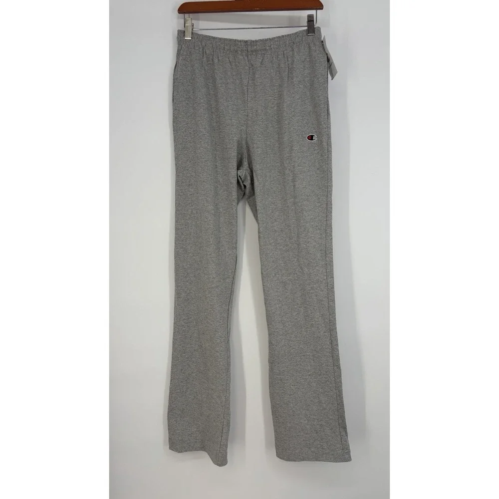 New Champion Men's Small Jersey Open-Bottom Pants Gray Athleisure Gym Pockets